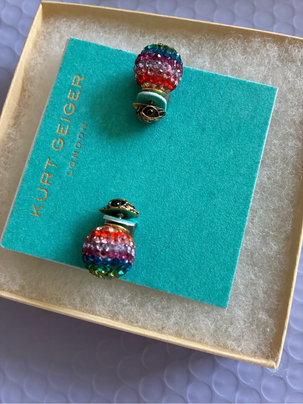 Kurt Geiger Rainbow Crystal Dome Stud Earrings - Picture 8 of 8